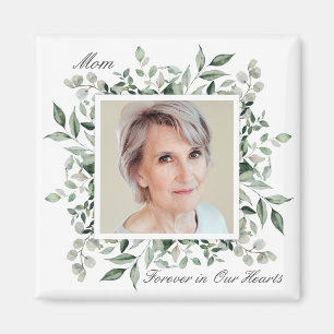 Elegant Botanical Greenery Memorial Photo Magnet