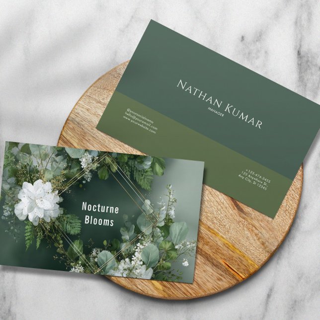Elegant Botanical Greenery Sage Green & Gold Business Card (Creator Uploaded)