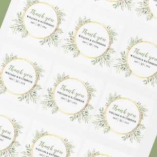 Elegant Botanical Greenery Square Sticker
