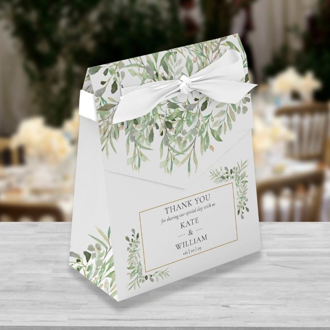 Elegant Botanical Greenery Wedding Favour Box (Creator Uploaded)