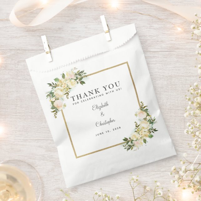 Elegant Botanical Greenery Weddings Thank You  Favour Bag (Clipped)