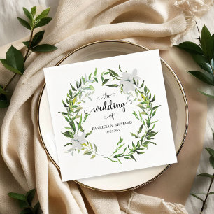 Elegant Botanical Greenery Wreath Wedding Napkin