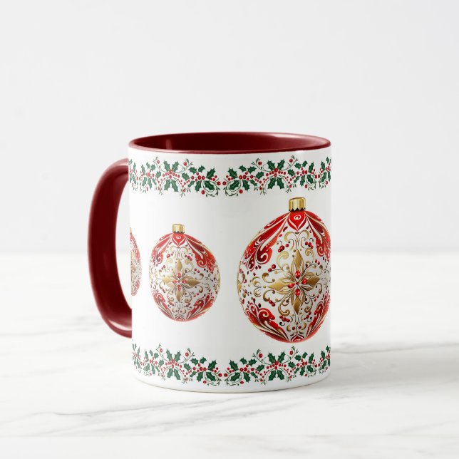 Elegant botanical holiday Christmas Mug (Front Left)