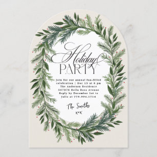 Elegant Botanical Holiday Party Christmas Arch Invitation