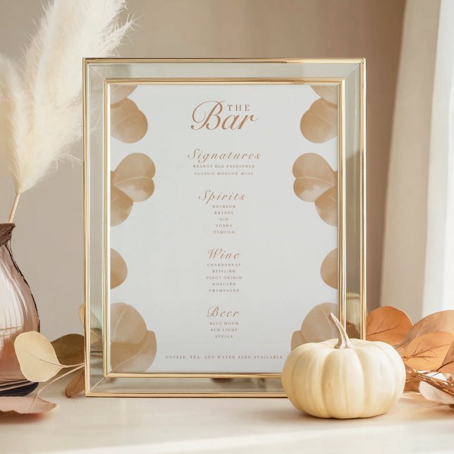 Elegant Botanical Ivory & Terracotta Bar Menu (Creator Uploaded)