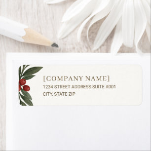 Elegant Botanical Joyful Wishes Corporate Holiday Return Address Label