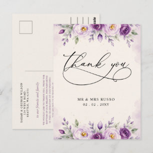 Elegant Botanical Lavender Purple Floral Thank You Postcard