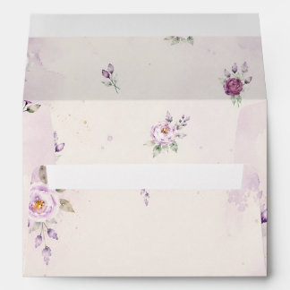Elegant Botanical Lavender Purple Floral Wedding Envelope