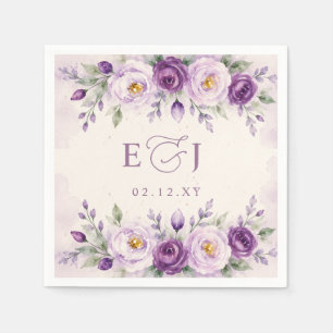 Elegant Botanical Lavender Purple Floral Wedding Napkin