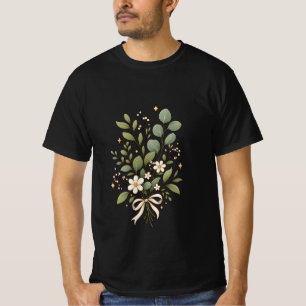 Elegant Botanical Leaf Floral T-Shirt