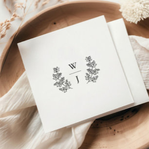 Elegant Botanical Leaf Monogram Initial Wedding Napkin
