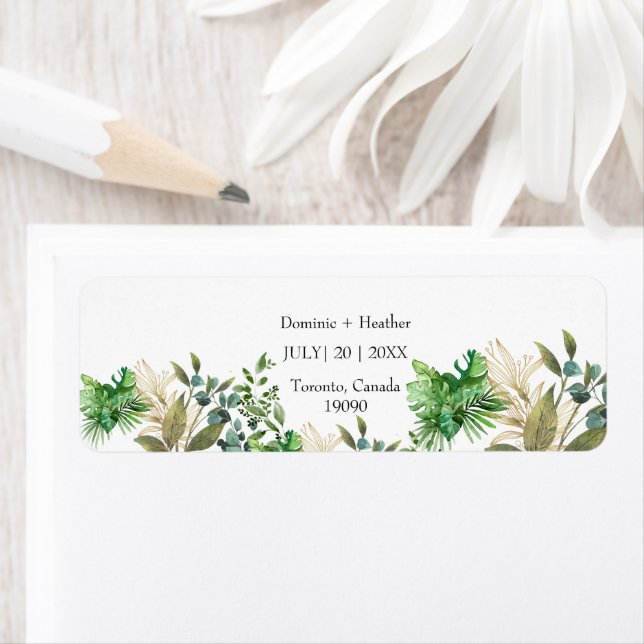 Elegant Botanical Leaf Return Address Label (Insitu)
