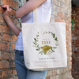 Elegant Botanical Leafy Wreath Gold Graduation Tote Bag