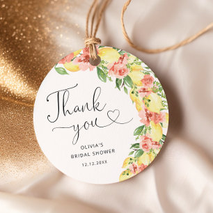 Elegant Botanical Lemon Bridal Shower Thank You Favour Tags