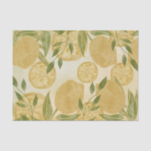 Elegant Botanical Lemon Greenery    Tissue Paper
