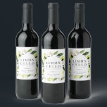 Elegant Botanical Lemons Frame Limoncello Wine Lab Label<br><div class="desc">Elegant watercolor botanical lemons,  leaves and blossoms arch frame,  limoncello beverage label in white colour. Template lines for your names and event date.</div>