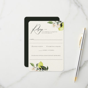 Elegant Botanical Lemons Wedding Food Allergy Rsvp Card