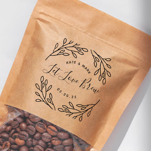 Elegant Botanical Let Love Brew Wedding Favour Self-inking Stamp