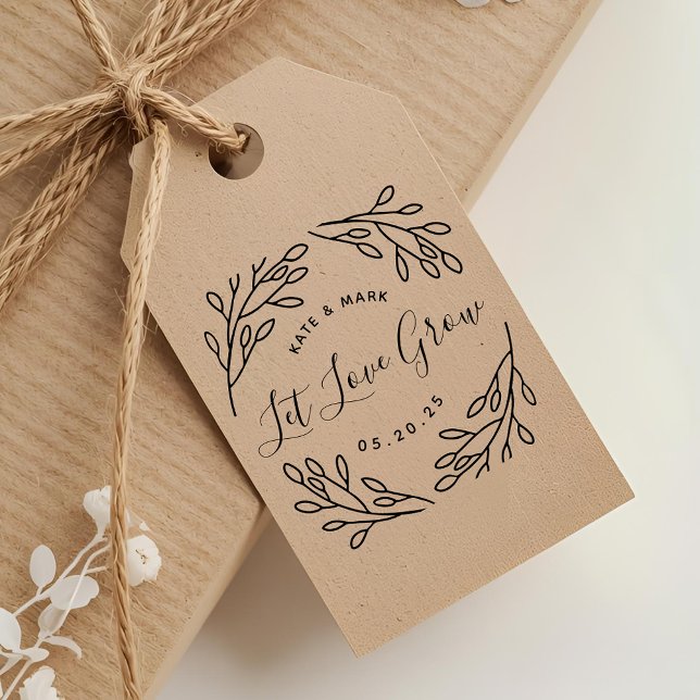 Elegant Botanical Let Love Grow Wedding Favor Self-inking Stamp (Creator Uploaded)