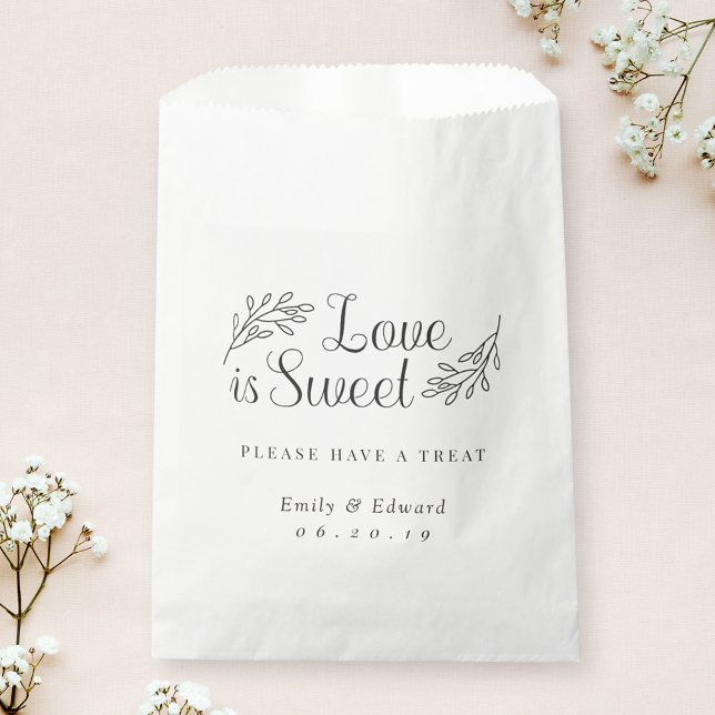 Elegant Botanical Love is Sweet Wedding Favour Bag (Creator Uploaded)