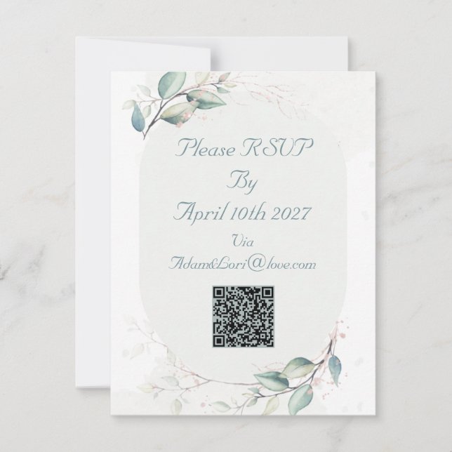 Elegant Botanical Love Wedding RSVP Card (Front)