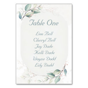 Elegant Botanical Love Wedding Table Number
