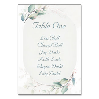 Elegant Botanical Love Wedding Table Number