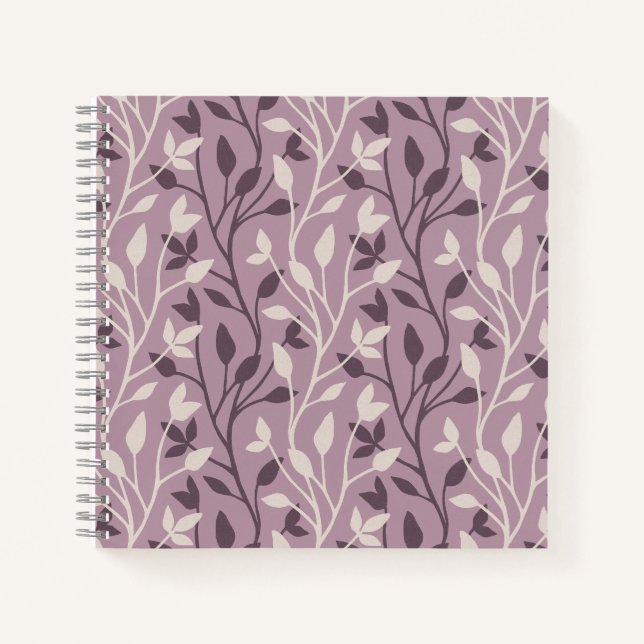 Elegant Botanical Mauve Leaf Chic Notebook (Front)