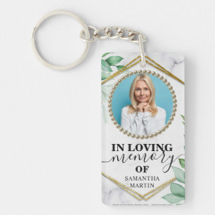 Elegant Botanical Memorial Gift Photo Keychain
