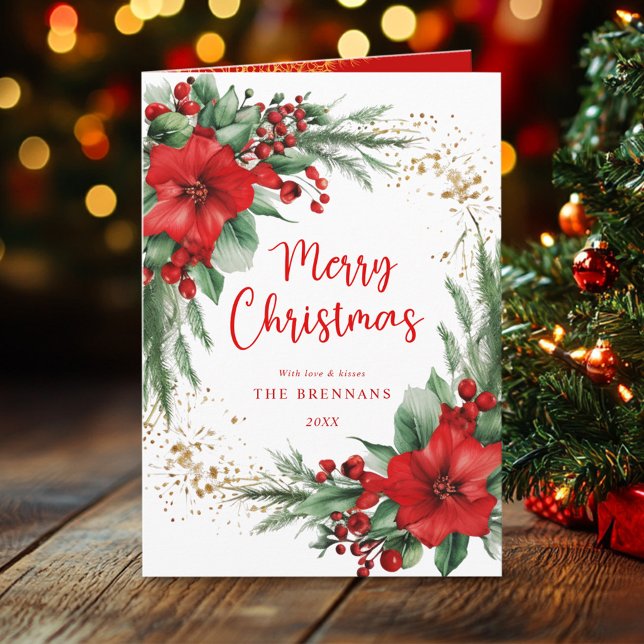 Elegant Botanical Merry Christmas Greeting Card (Elegant Botanical Merry Christmas Greeting Card)