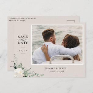 Elegant Botanical Misty Pink Save The Date Announcement Postcard