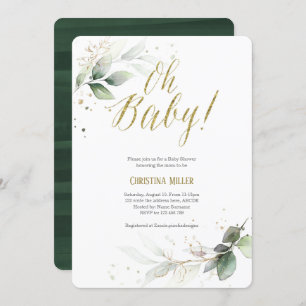 Elegant, Botanical, Modern, Greenery, Baby Shower Invitation