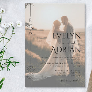 Elegant Botanical Modern Minimalist Photo Wedding Invitation