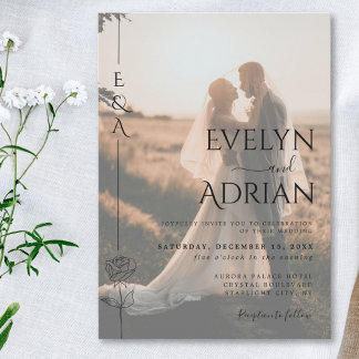 Elegant Botanical Modern Minimalist Photo Wedding Invitation
