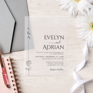 Elegant Botanical Modern Minimalist Wedding Vellum Invitations