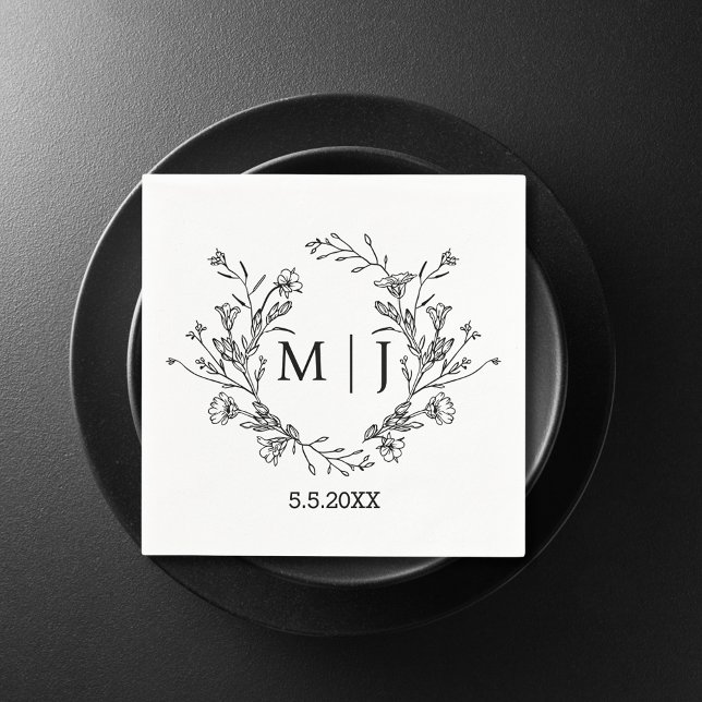 elegant botanical modern script wedding stylish napkin (Creator Uploaded)