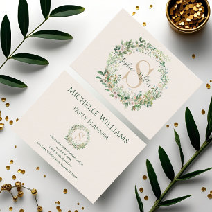 Elegant Botanical Monogram Business Card with Name