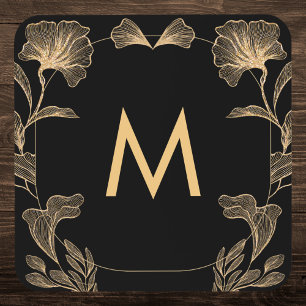 Elegant Botanical Monogram Coaster