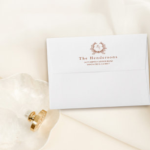 Elegant Botanical Monogram Crest  Envelope