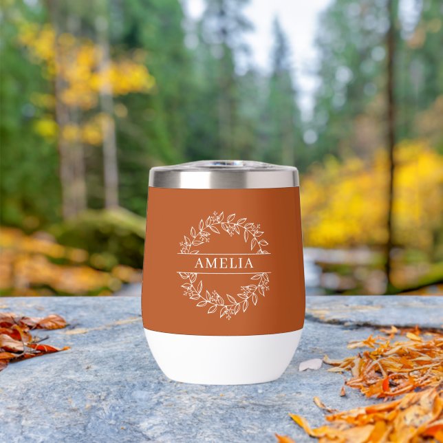 Elegant Botanical Monogram, Fall Burnt Orange  (Outdoor (Rotated))