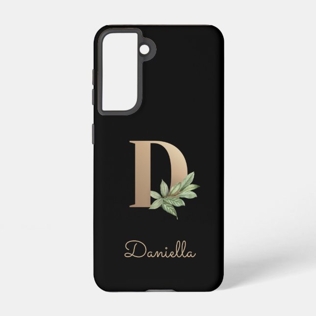 Elegant Botanical Monogram Gold Letter D Samsung Galaxy S21 Case (Back)
