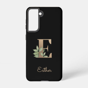 Elegant Botanical Monogram Gold Letter E Samsung Galaxy Case