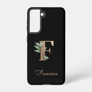 Elegant Botanical Monogram Gold Letter F Samsung Galaxy Case
