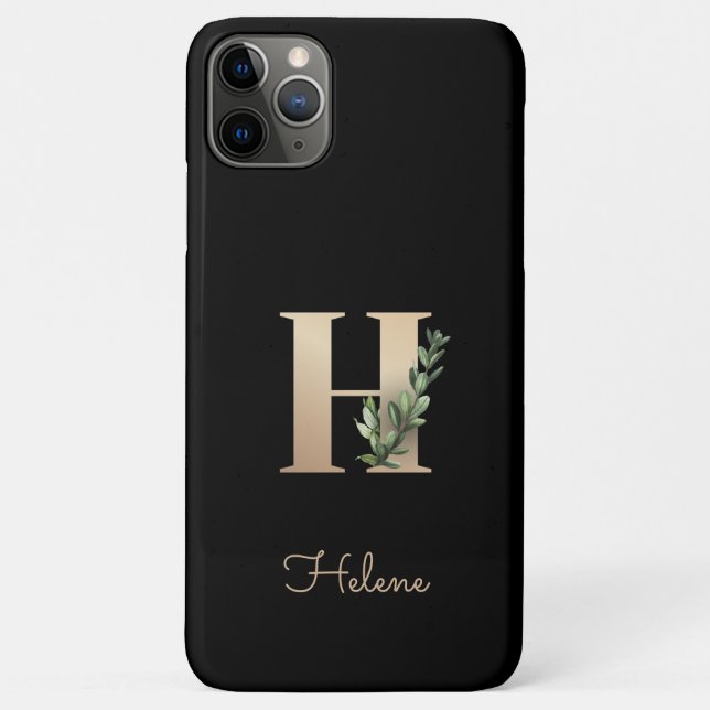 Elegant Botanical Monogram Gold Letter H Case-Mate iPhone Case (Back)