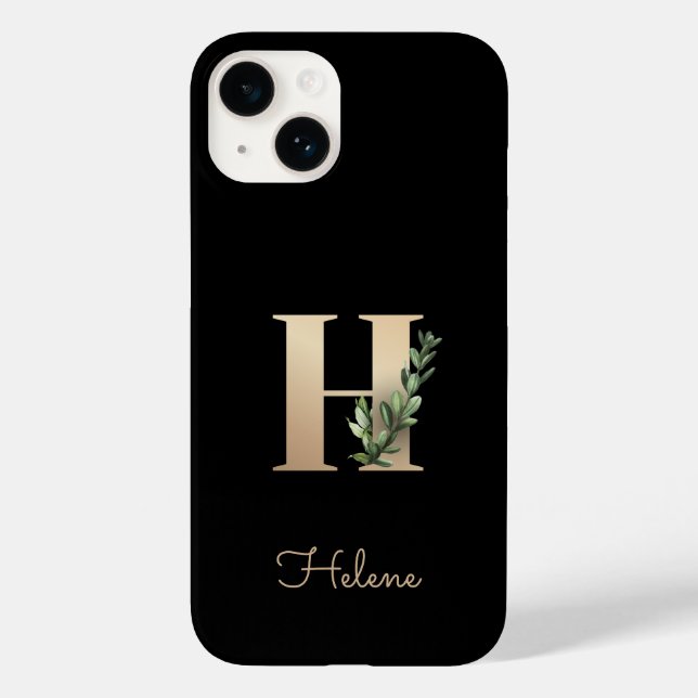 Elegant Botanical Monogram Gold Letter H Case-Mate iPhone Case (Back)