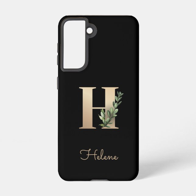 Elegant Botanical Monogram Gold Letter H Samsung Galaxy S21 Case (Back)
