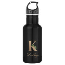 Elegant Botanical Monogram Gold Letter K 