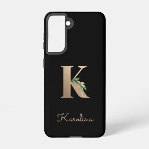 Elegant Botanical Monogram Gold Letter K Samsung Galaxy Case