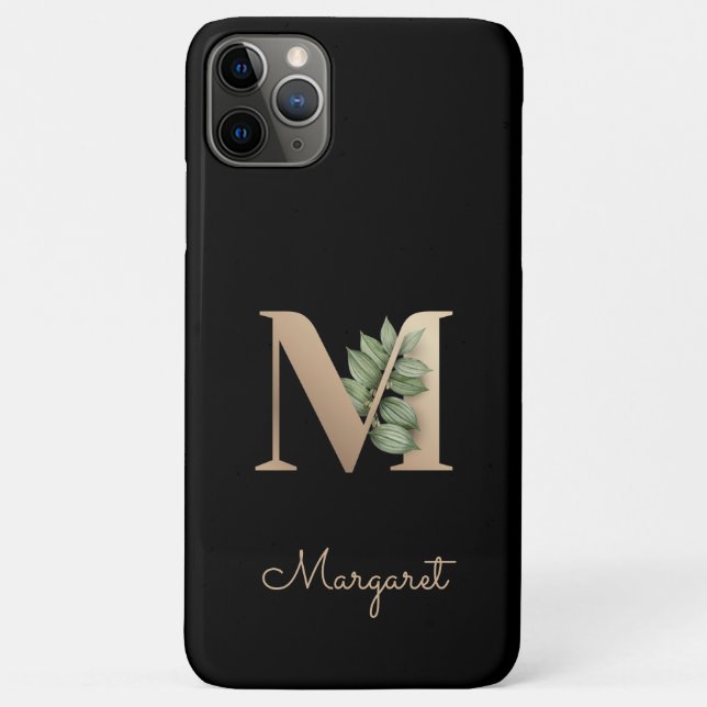 Elegant Botanical Monogram Gold Letter M Case-Mate iPhone Case (Back)