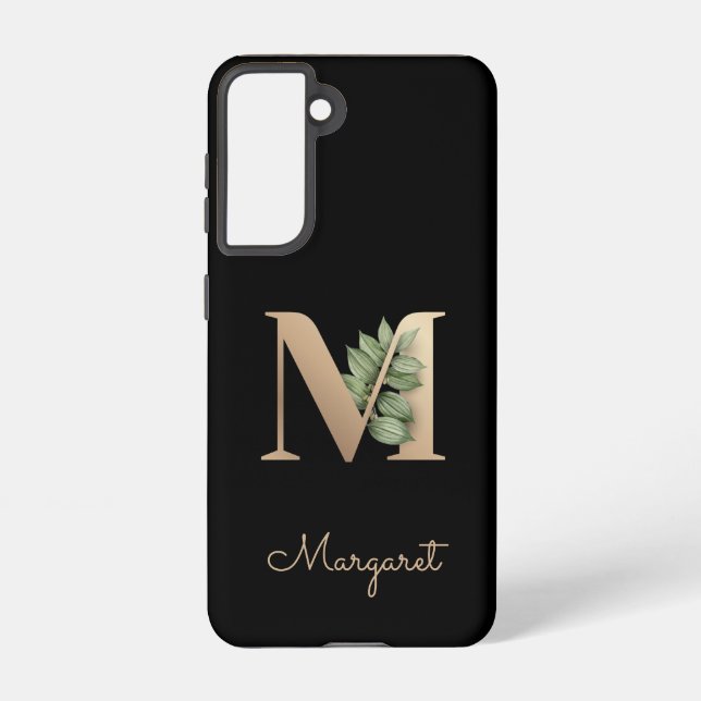 Elegant Botanical Monogram Gold Letter M Samsung Galaxy S21 Case (Back)